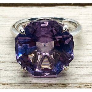 Tiffany & Co Octagon Natural Purple Amethyst Sparklers Ring Sterling Silver